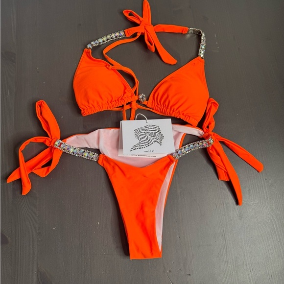 Alexander Wang Orange Triangle Bikini Set NWT - Picture 2 of 7